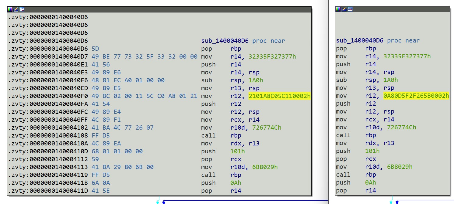 ida showing immediate constants