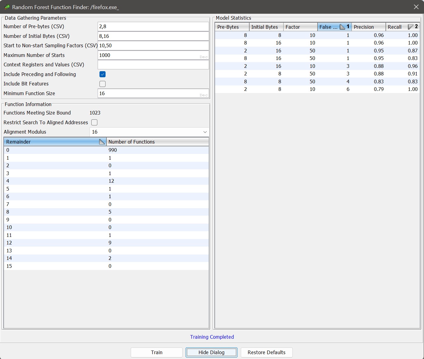 screenshot: results