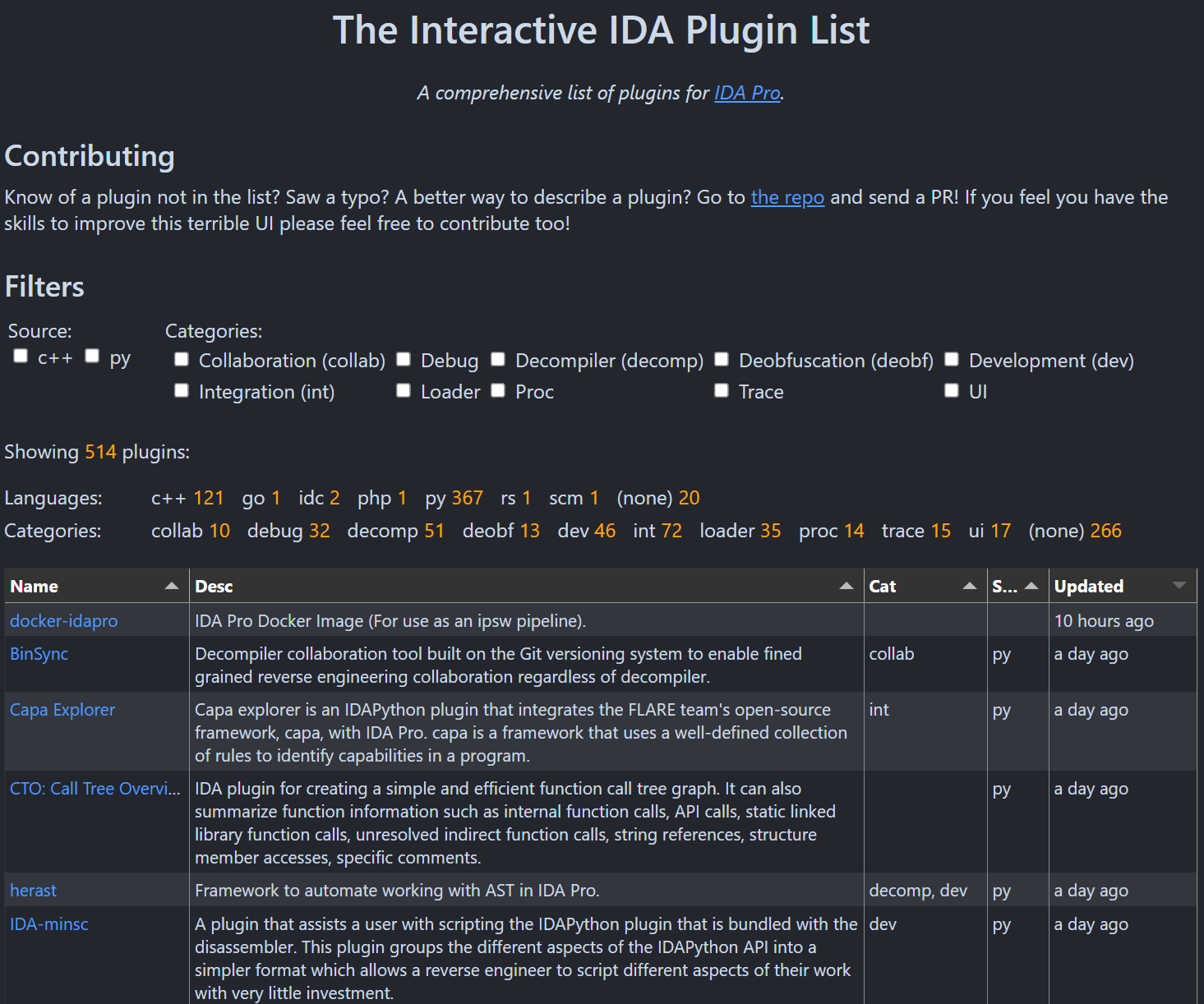 plugin list